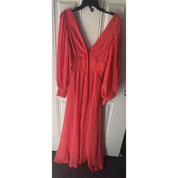 Kimberly Goldson NEW Lesli Jacquard Maxi Dress SIZE Xs WOMENS Coral Gold - Picture 7 of 16